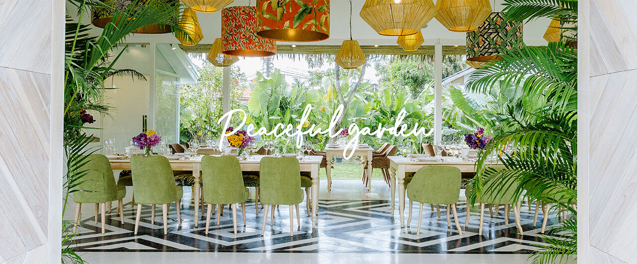 Peaceful garden restaurant at The Distillery Phuket